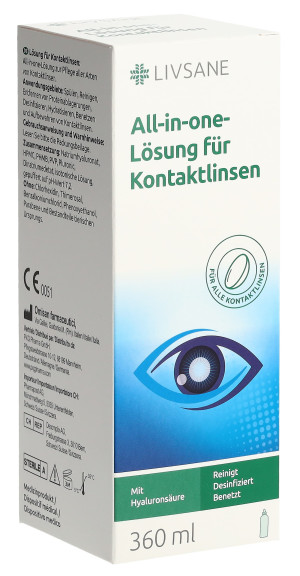 Livsane All in one Lösung für Kontaktlinsen - 360ml
