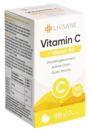 Livsane Vitamin C + D3 Kautabletten - 90 Stk.