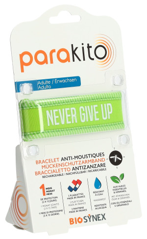 Parakito Mückenschutz Armband Erwachsene Grün Never Give Up - 1 Stk.