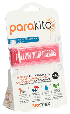 Parakito Mückenschutz Armband Erwachsene Fuchsia Follow Your Dreams - 1 Stk.