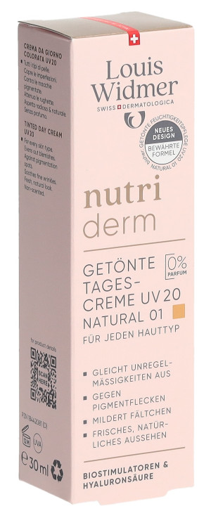 Louis Widmer nutriderm Getönte Tagescreme UV 20 Natural 01 ohne Parfum - 30ml