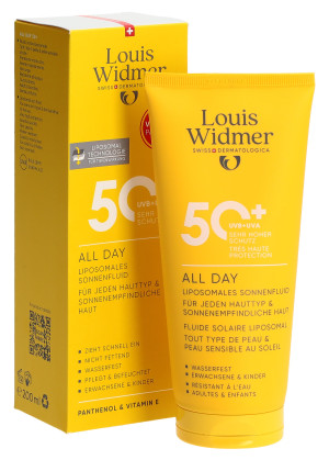 Louis Widmer All Day 50+ Sonnenfluid ohne Parfum - 200ml
