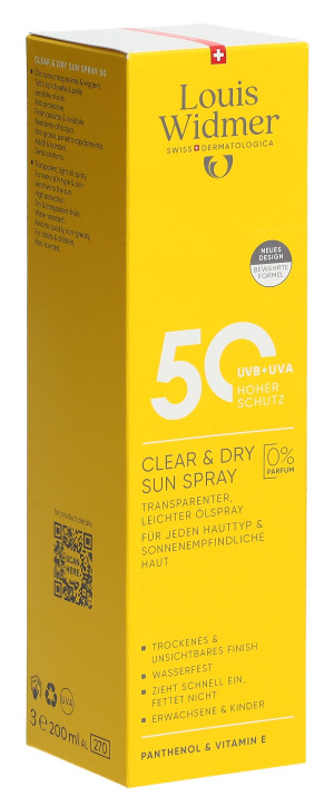 Louis Widmer Clear & Dry Sun-Spray 50 ohne Parfum - 200ml