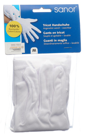 SANOR TRICOT Handschuhe Gr M weiss - 1 Paar