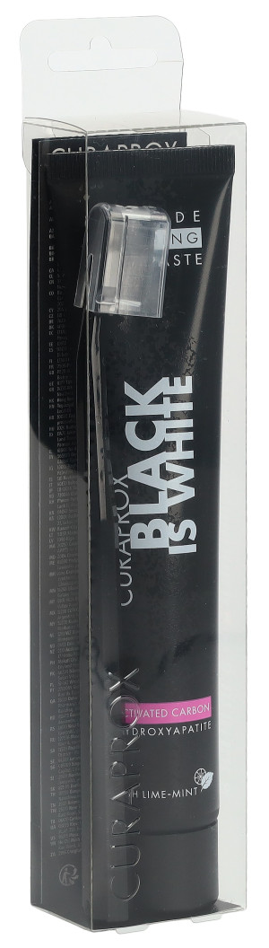 Curaprox Black is White - Zahn-Weiss Zahnpasta Limetten-Geschmack & Zahnbürste - 90ml