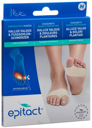 Epitact Doppelschutzkissen Hallux Valgus und schmerzende Fusssohlen Gr. M - 1 Paar