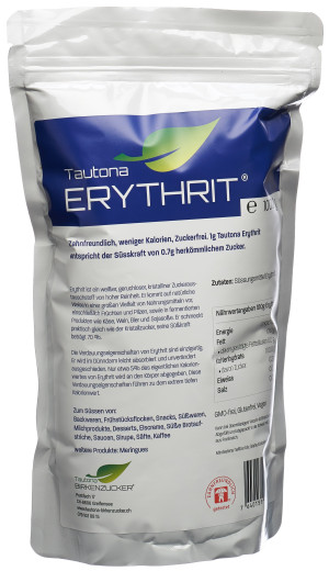 Tautona Erythrit - natürlicher Zuckerersatz - Verschlussbeutel 1000g