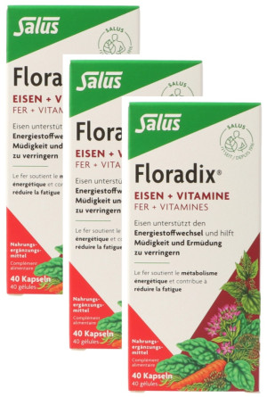 Floradix Eisen + Vitamine Trio-Pack für 4 Monate - 3x40 Kaps.