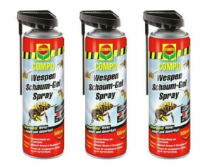 Compo Wespen-Schaum Gel3x500 ml - mit Sprührohr, Sofort und Langzeitwirkung (33,30 EUR / l)
