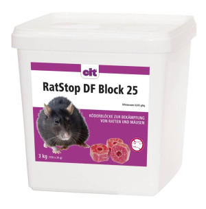 RatStop DF Block 25 Rattenköderblöcke 3 KG Eimer (19,32 EUR / kg)