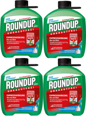 Roundup Express Unkrautfrei, Fertigmischung zur Bekämpfung von Unkräutern+Gräsern 4x5 Liter (8,00 EUR / l)