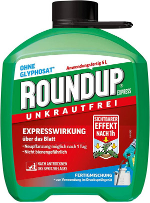 Roundup Express Unkrautfrei, Fertigmischung zur Bekämpfung von Unkräutern und Gräsern 5 Liter Kanister (9,99 EUR / l)