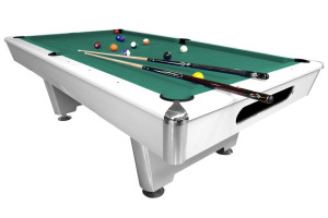 Billardtisch, Pool, Triumph, 7 ft. (Fuß), matt-weiß, Clubtuch gelbgrün
