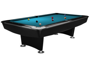 Billardtisch, Pool, Dynamic II, 9 ft. (Fuß), schwarz glänzend, Simonis 760 turnierblau