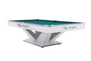 Billardtisch, Pool, Rasson Victory II Plus, weiß, 9 ft., Simonis 760 blaugrün