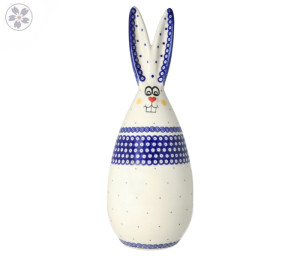 Zając duży wielkanocny 30 cm Kropki Ceramika Bolesławiec Galia