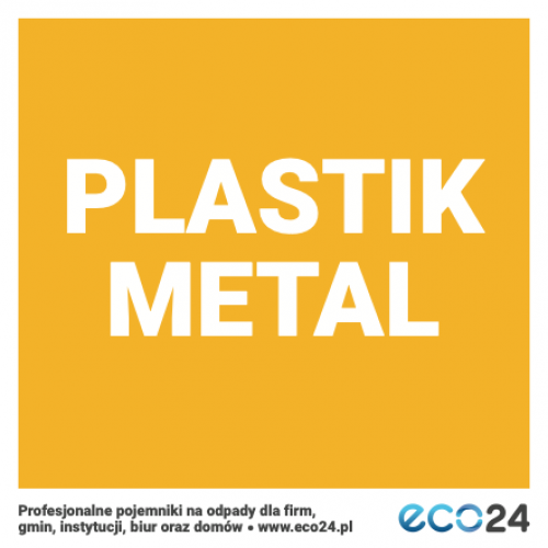 Naklejka na kosz do segregacji odpadów 15 x 15 cm – plastik metal