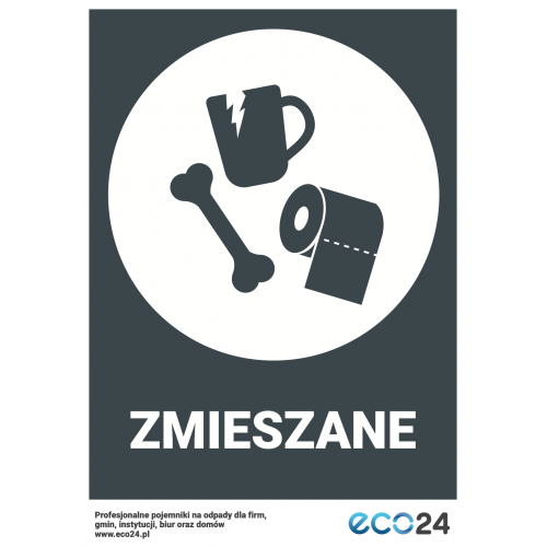 Naklejka na kosz do segregacji odpadów A4 – odpady zmieszane