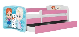 Różowe łóżko dziewczęce z barierką 80x180 - Rostok 2X mix