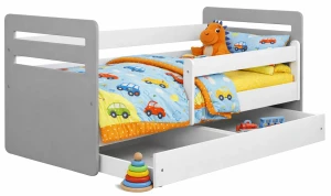 Szare łóżko dziecięce z szufladą 80x160 - Acar 2X