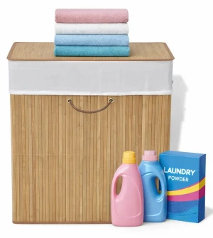 Kosz na pranie z drewna bambusa - Moira 5X