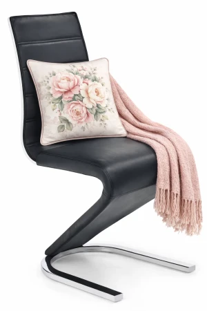 Czarne krzesło metalowe z ekoskóry w stylu nowoczesnym - Lebios