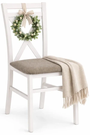 Białe drewniane krzesło skandynawskie krzyżak - Stellar