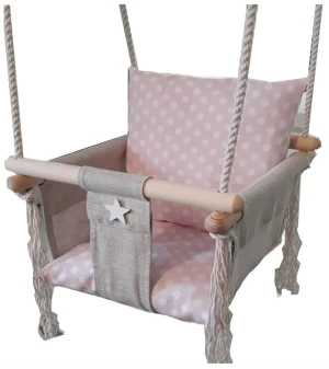 Różowa huśtawka w groszki dla dziewczynki - Barma