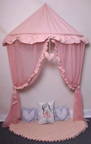 Różowy baldachim dla dziewczynki z oświetleniem LED - Areon 3X