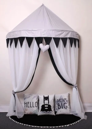 Szaro-czarny baldachim dla chłopca z batmanem - Areon 3X