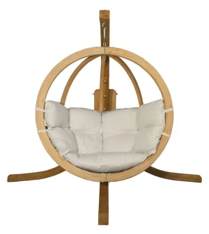 Huśtawka na stelażu na taras ecru - Como 2X