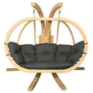 Grafitowy fotel podwieszany na taras - Como 3X