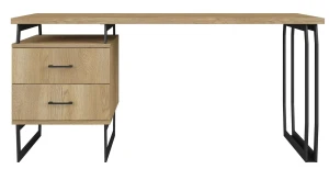Drewniane duże biurko loft z szufladami do biura - Boliwio 12X