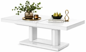 Rozkładany ławostół biały połysk - Fandon 3X