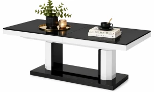 Rozkładany ławostół czarno biały połysk - Fandon 3X