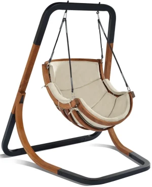 Beżowy fotel wiszący do ogrodu - Oreso 2X