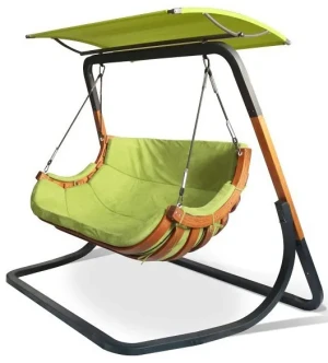 Zielony wiszący fotel ogrodowy z daszkiem - Oreso 5X