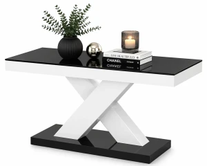 Praktyczna ława biało - czarny połysk - Starki 3X