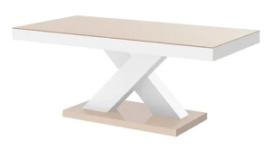 Nowoczesny rozkładany ławostół beżowo-biały połysk - Starki 3X