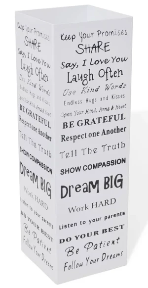 Biały prostokątny stojak na parasole z napisami - Persi 3S