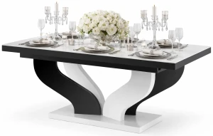 Rozkładany stół biało - czarny połysk - Victoria