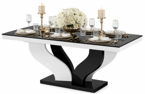 Rozkładany stół czarno - biały połysk - Victoria
