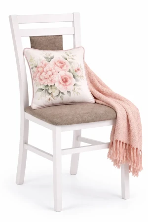 Białe drewniane krzesło tapicerowane - Restil