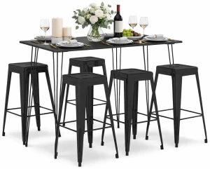 Czarny 5-częściowy zestaw mebli barowych – Kenze