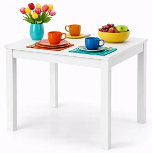 Kwadratowy rozkładany stół kuchenny w białym kolorze - Benita