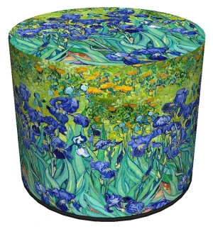 Zielono-niebieska tapicerowana pufa z motywem roślinnym - Majoris