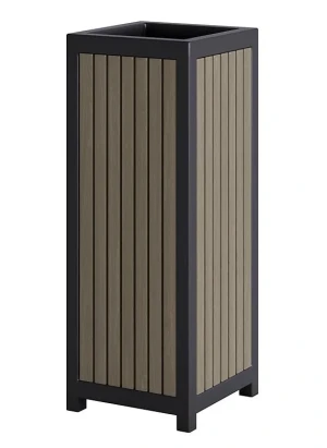 Antracytowy drewniany kosz na śmieci - Sillas