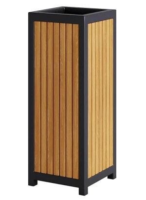 Parkowy drewniany kosz na śmieci w kolorze dębu - Sillas