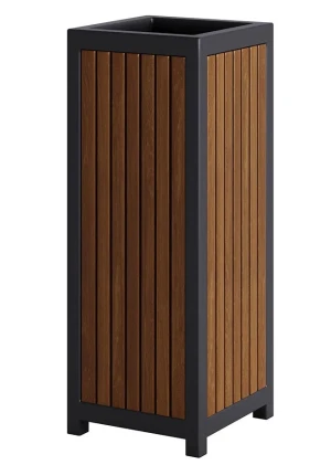 Drewniany ogrodowy kosz na śmieci w odcieniu tik - Sillas