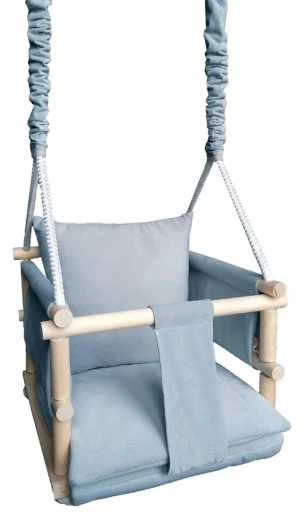 Szara welwetowa huśtawka dziecięca 3w1 - Eleonor